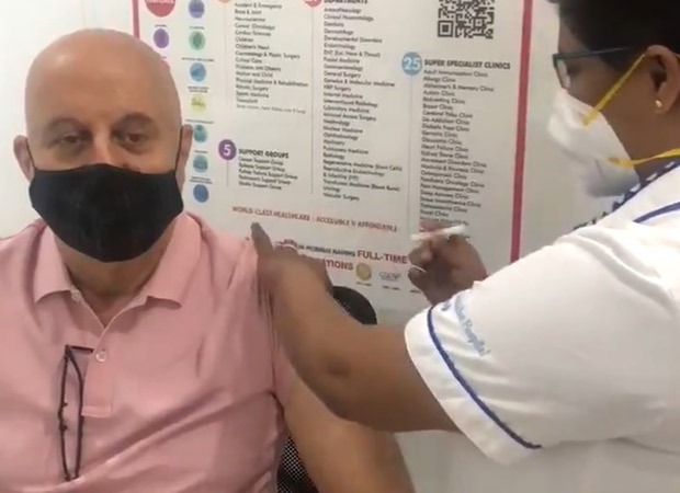 Anupam Kher takes the first dose of COVID-19 vaccination; shares video