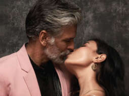 Milind Soman and wife Ankita Konwar share a kiss during PETA India’s new vegan show at Lakme Fashion Week 2021 