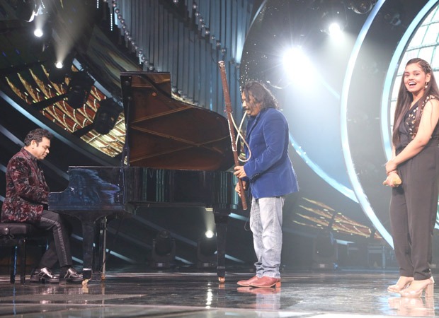 A.R Rahman plays piano during Shanmukhapriya's performance on Indian Idol Season 12