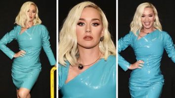 Katy Perry glows in blue Bottega Veneta latex mini dress, jokes that her ‘dress farts’ on American Idol