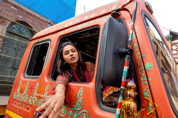 Rakul Preet Singh drives a truck on the sets of Netflix's Sardar Ka Grandson