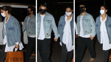 Ranveer Singh and Deepika Padukone leave for Bengaluru donning matching outfits, actress carries luxury Fendi tote worth Rs. 2.1 lakhs