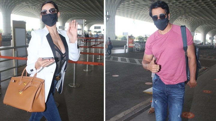 Spotted – Nora Fatehi and Sonu Sood at Airport - Bollywood Hungama