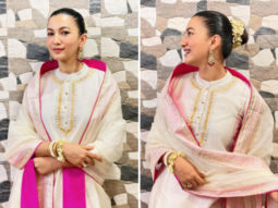 Gauahar Khan finally feels like a new bride in ethereal white and pink outfit