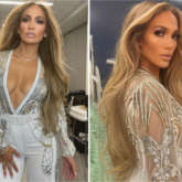 Jennifer Lopez is a vision in plunging neckline top and white pants at Vax Live concert by Global Citizen