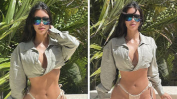 Kim Kardashian flaunts her curves in bikini, dons Jacquemus cropped shirt and YEEZY Foam Runner worth over Rs. 52,000