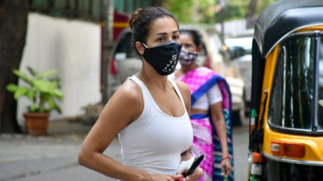 Malaika Arora spotted with her pet at her residence in Bandra