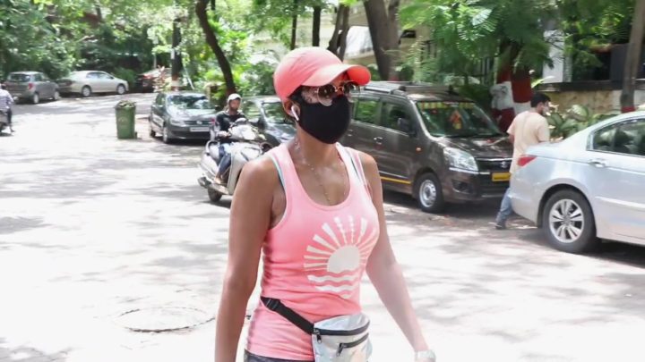 Mandira Bedi snapped for a walk in Bandra