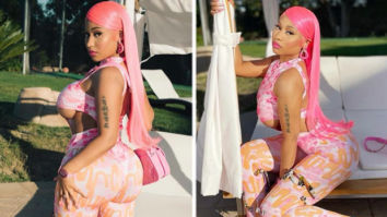 Nicki Minaj looks like an actual Bratz doll in risky pink and orange figure-hugging jumpsuit
