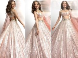 Nushrratt Bharuccha looks resplendent in Manish Malhotra’s signature sequins encrusted pink lehenga