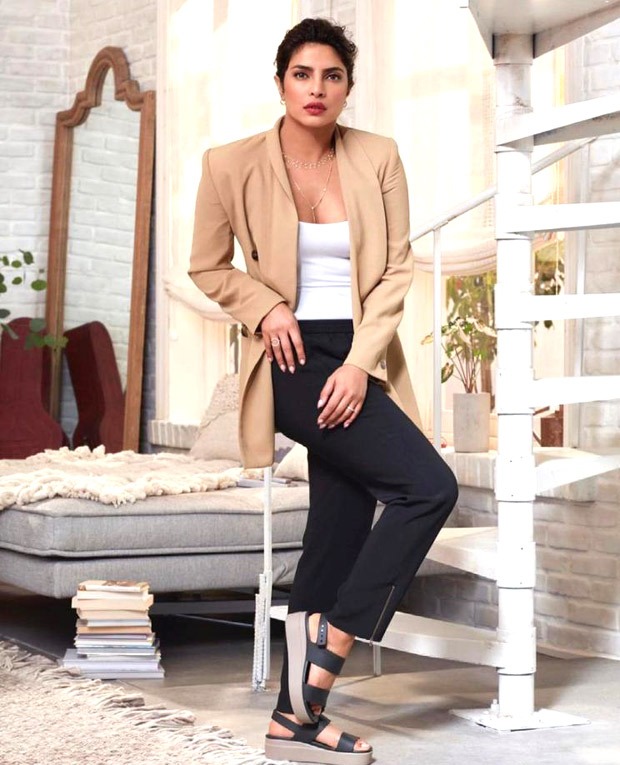 Priyanka Chopra is effortlessly chic in basic white t-shirt and pants paired with blazer and crocs