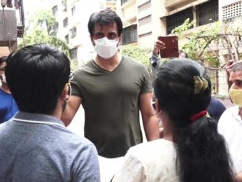 Sonu Sood meets with some needy people outside his building
