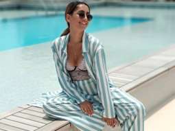 Anusha Dandekar adds oomph to her look, pairs a striped pantsuit with lacy bustier