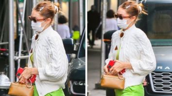 Gigi Hadid steps out in style for vaccine appointment in white top and bright neon pants