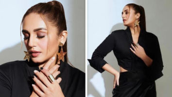 Huma Qureshi stuns in black crop top and leather mini skirt