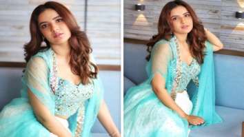 Jasmin Bhasin is a beauty in soft-hued blue lehenga with mirror designs