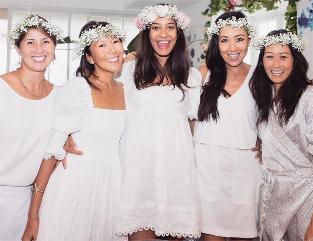 Lisa Haydon looks gorgeous in white mini dress during her baby shower with her friends