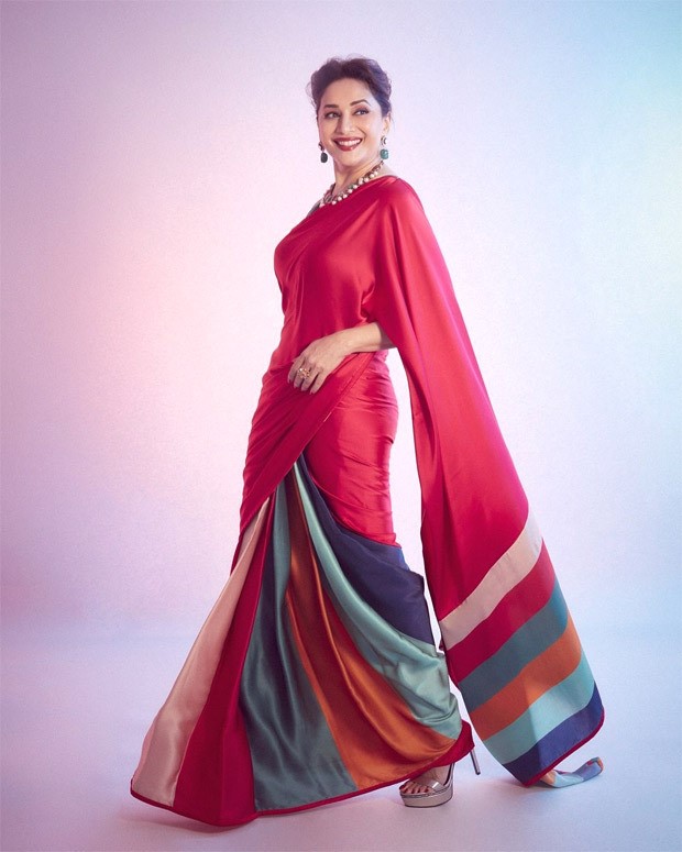 Madhuri Dixit has us swooning over her in red saree worth Rs. 24,800 for Dance Deewane 3