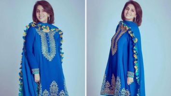 Neetu Kapoor dons deep blue outfit with contemporary twist by Abu Jani Sandeep Khosla on Super Dancer – Chapter 4