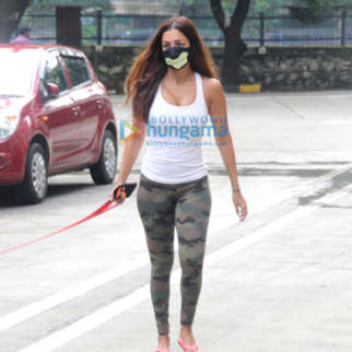 Photos: Malaika Arora spotted with her pet on a morning walk