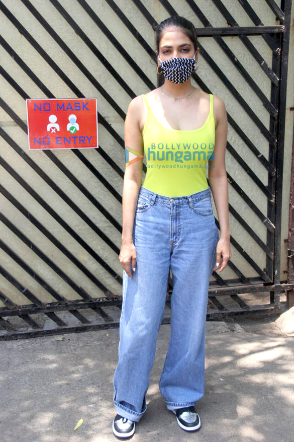 Photos: Malavika Mohanan spotted outside vaccination center at Mehboob Studios in Bandra