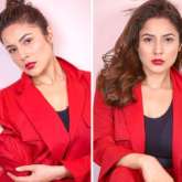 Shehnaaz Gill looks fiery gorgeous in a stunning red blazer