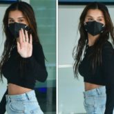 Tara Sutaria’s off-duty look includes black crop top and flared denims