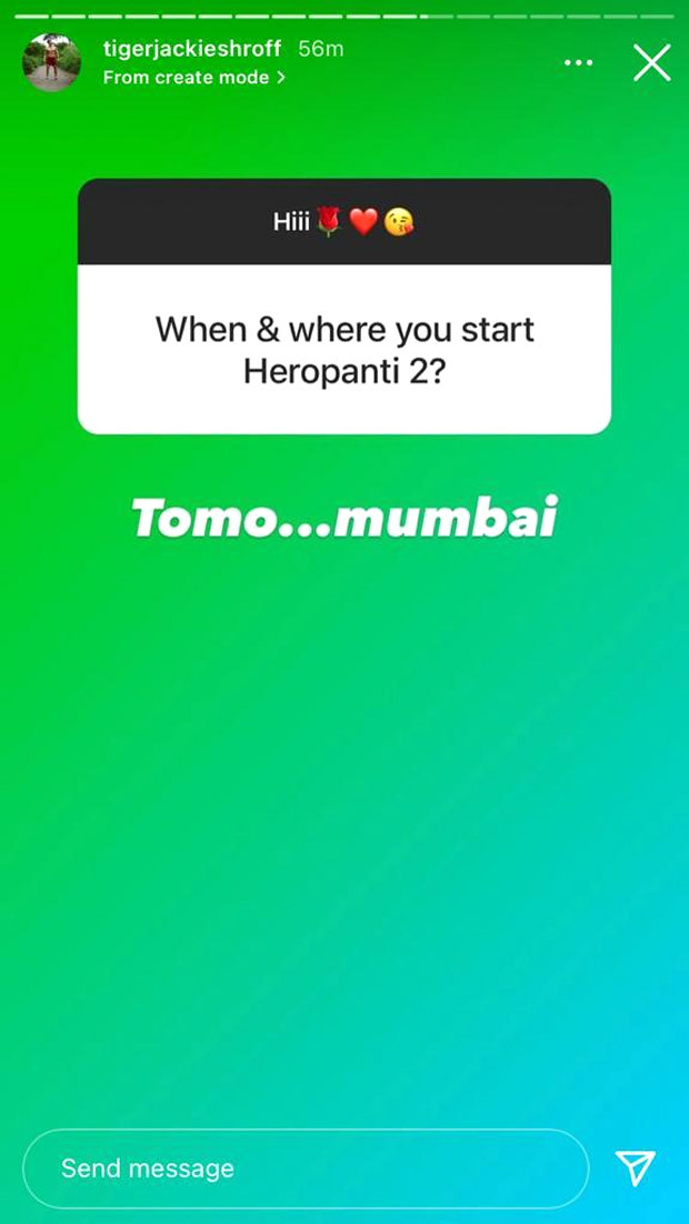 Tiger Shroff shares an update for fans regarding shoot of Heropanti 2