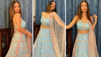 Anushka Sen looks stunning in ice blue lehenga for the wedding reception of Rahul Vaidya and Disha Parmar