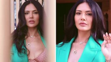 Esha Gupta exudes ultimate diva energy in printed bralette and sea green blazer