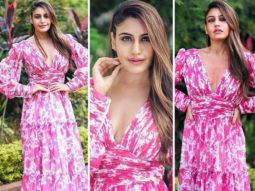 Ishqbaaz actress Surbhi Chandna stuns in plunging neckline pink flowy printed dress
