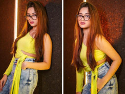 Jannat Zubair styles up her casual denims with one shoulder yellow crop top