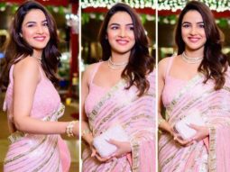 Jasmin Bhasin dons a sparkly blush pink saree worth Rs. 1.45 lakh for Disha Parmar-Rahul Vaidya’s wedding after party