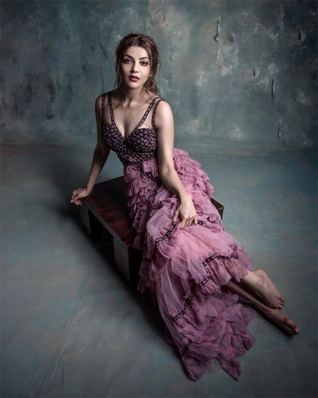 Kajal Aggarwal makes a statement in mauve ruffled tulle dress
