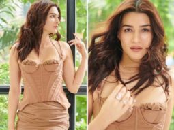 Kriti Sanon hops on to regencycore trend, looks lustrous in a corset bodycon dress worth Rs. 14,000 for Mimi promotions