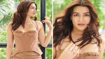 Kriti Sanon hops on to regencycore trend, looks lustrous in a corset bodycon dress worth Rs. 14,000 for Mimi promotions