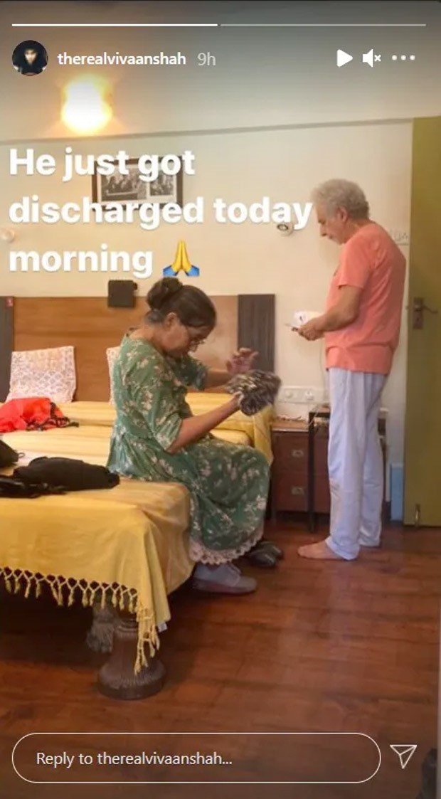 Naseeruddin Shah finally discharged from the hospital, Vivaan Shah shares pictures Naseeruddin Shah finally discharged from the hospital, Vivaan Shah shares pictures
