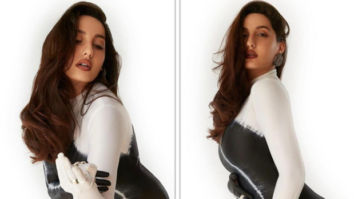 Nora Fatehi sets the internet ablaze in figure-hugging black and white leotard that accentuates her curves