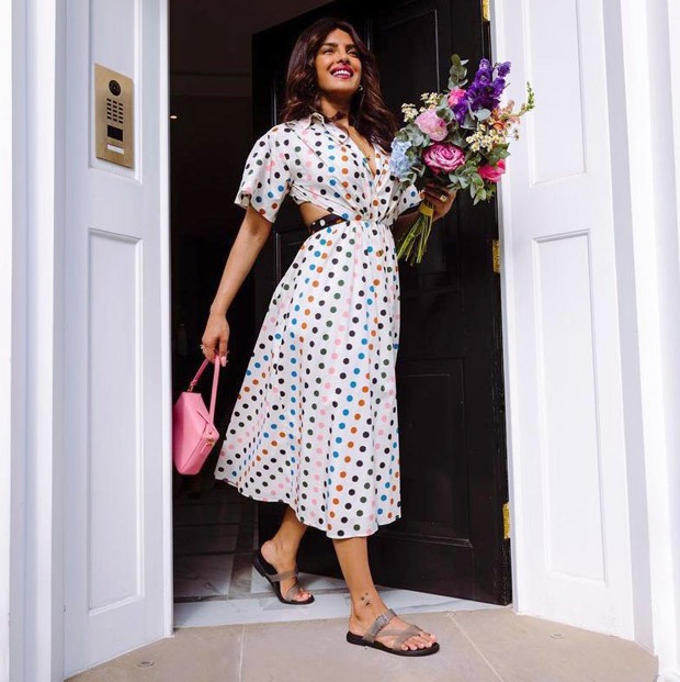 Priyanka Chopra shows how to pair a chic polka dotted dress with Crocs
