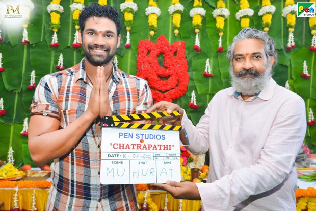 SS Rajamouli claps for mahurat shot of Bellamkonda Sai Sreenivas' Hindi remake of Chatrapathi