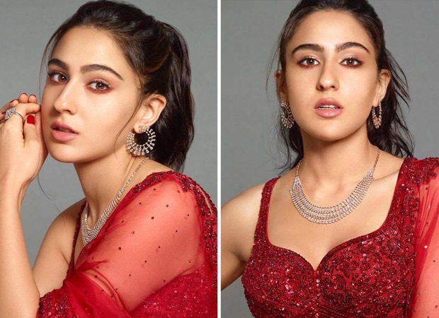 Sara Ali Khan makes a fiery appearance in a sequin red lehenga for a ...