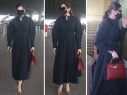 Sonam Kapoor’s airport look includes an all black outfit and Hermès Kelly bag worth Rs. 5.5 lakh