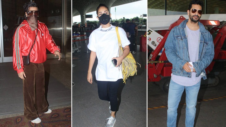 Spotted – Ranveer Singh, Mira Rajput and Angad Bedi at Airport