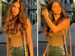 Suhana Khan pairs olive green halter top & leather pants with Louis Vuitton bag worth Rs. 2.3 lakh
