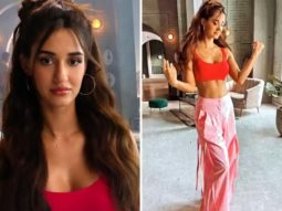 Disha Patani looks ravishing in a bubble gum pink utility pants and red crop top with a funky hair do