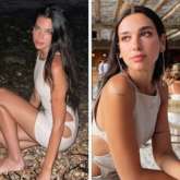 Dua Lipa serves bold look in white cut-out bodycon dress by Courrèges in Albania