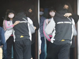 Injured Abhishek Bachchan drops Aishwarya Rai Bachchan and Aaradhya Bachchan at airport as the duo leaves for Ponniyin Selvan shoot
