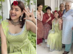 Kajal Aggarwal dons lime green Anita Dongre anarkali dress while celebrating her first Hariyali Teej