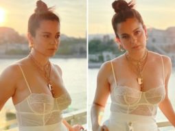 Kangana Ranaut exudes oomph factor in an off-white lace corset top and high-waisted pants for Dhaakad wrap up party