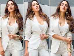 Kiara Advani adds her charm to an all-white corduroy suit with lace bralette